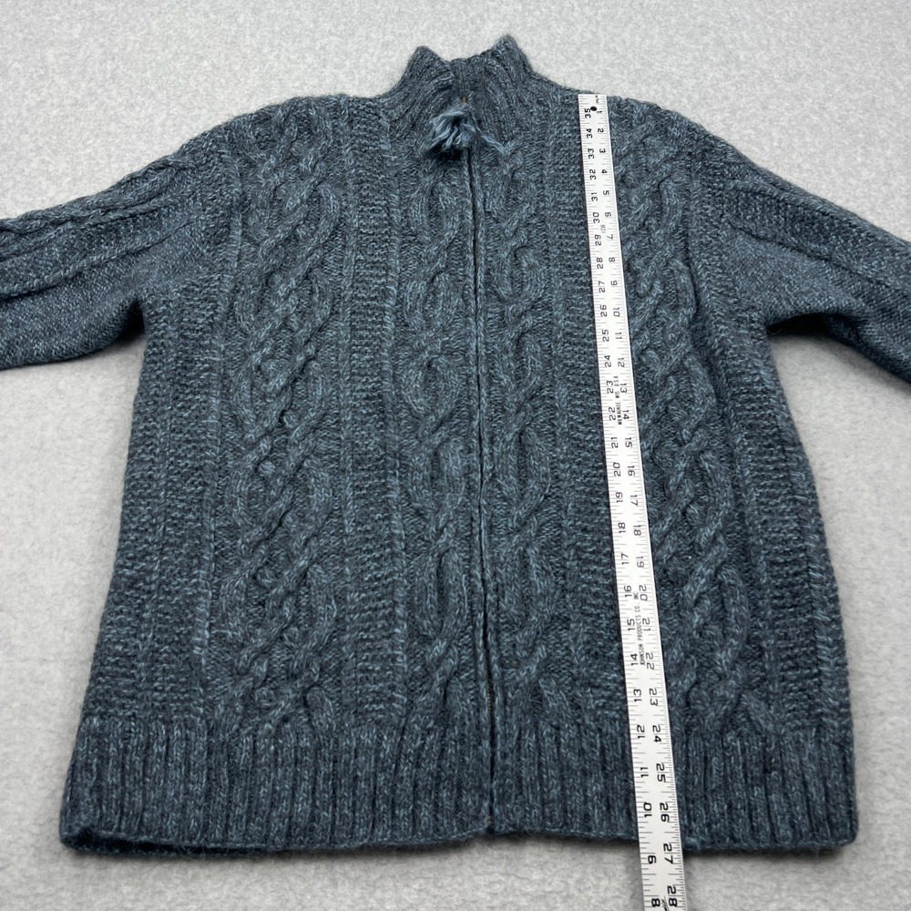 Jones New York Cardigan Women's Large Blue Alpaca Chunky Cable Knit Zip Sweater - Picture 7 of 11